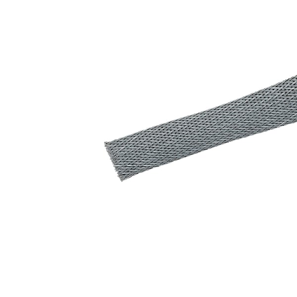 Braided Cable Sleeve, 3/4 in Inside Dia., 1-1/4 in Max Bundle Dia., 100 ft, Gray